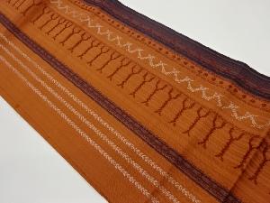 縞に幾何学模様織出し名古屋帯